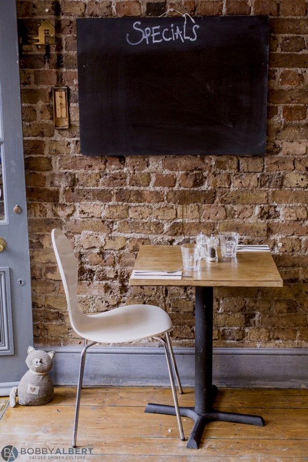 empty white chair in deli illustrating a customer who left