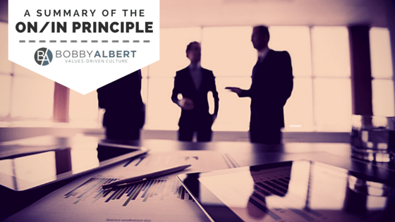 Bobby Albert: A Summary of the ON/IN Principle with free leadership download Bobby Albert provides a summary of why to work ON the business instead of just IN the business and includes a free leadership download