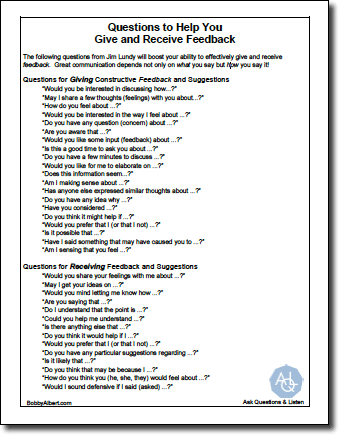Questions to Help Give and Receive Feedback